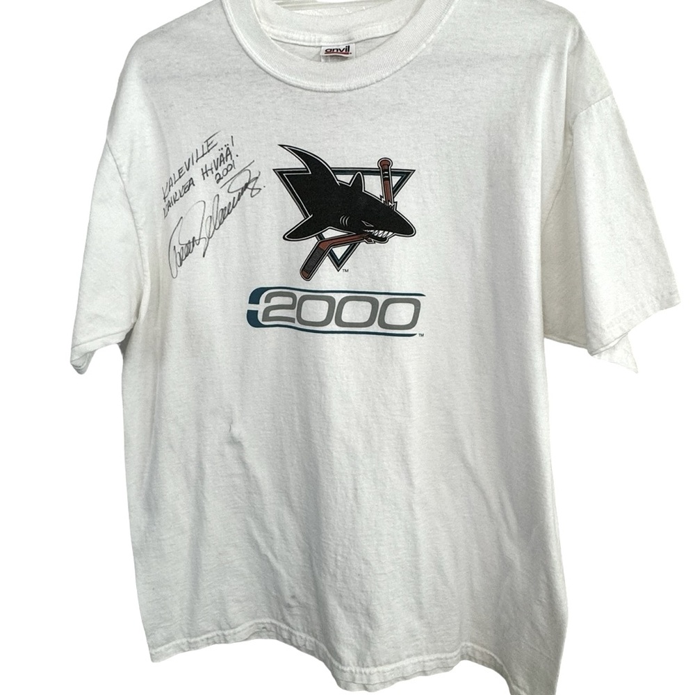 Retro Y2K 2000 San Jose Sharks Hockey Promo Autographed Signed Men’s XL T-Shirt
